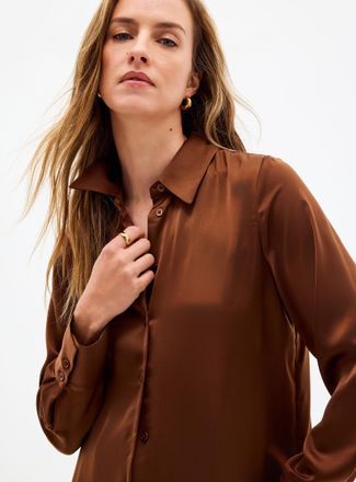 Contemporaine Womens Loose fluid satin shirt