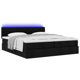 vidaXL Estructura De Cama Otomana Con Colchones Tela Negra 200x200cm Vidaxl