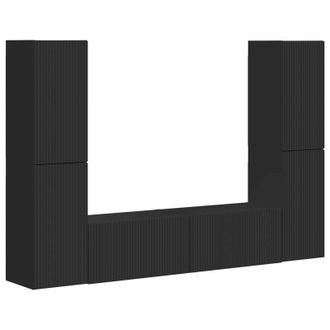 vidaXL Conjunto De Mueble De Tv 6 Pcs Negro Madera De Ingenier&iacute;a Vidaxl