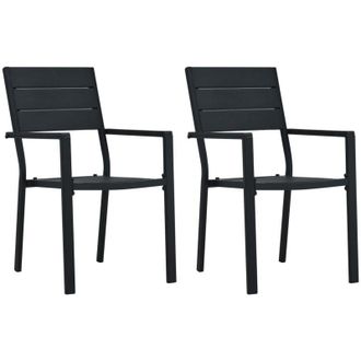 vidaXL Sillas De Jard&iacute;n 2 Unidades Hdpe Aspecto De Madera Negro Vidaxl