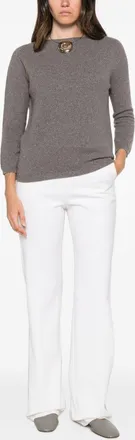 Fabiana Filippi Fine-Knit Shimmer Wool Sweater - Grey