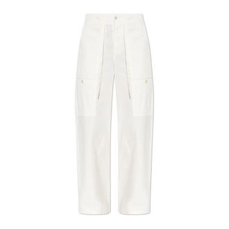 Jil Sander Wide Trousers, female, Beige, Size: XS Cotton Poplin Cargo Trousers