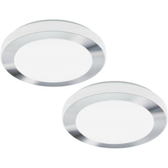 Loops 2 PACK Wall Flush Ceiling Light Colour White Chrome Shade White Plastic LED 16W