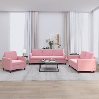 vidaXL Vidaxl - Juego De Sof&aacute;s 3 Piezas Terciopelo Rosa