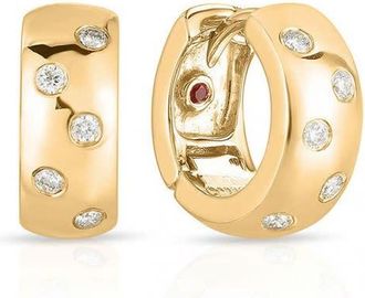 Roberto Coin Diamond Huggie Yellow Gold Earrings