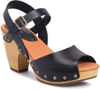 Kork-ease Gwen Ankle Strap Platform Sandal in Black Leather at Nordstrom, Size 10