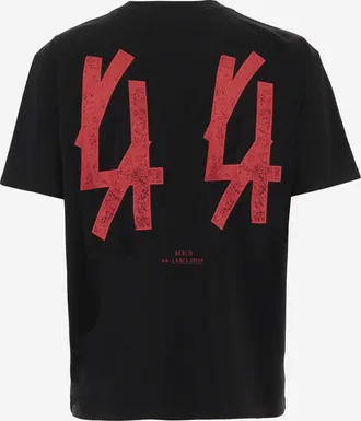 44 Label Group Mens T-Shirt Guestlist Cotton Black T-Shirts And Polos