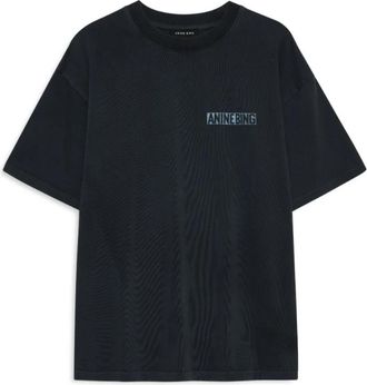 Anine Bing Cade Tee Palms - Dames - T-shirts - Zwart - S - Katoen - Tops