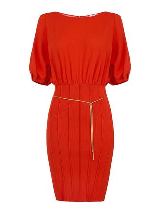 Elisabetta Franchi Knit Mini Dress With Snake Belt