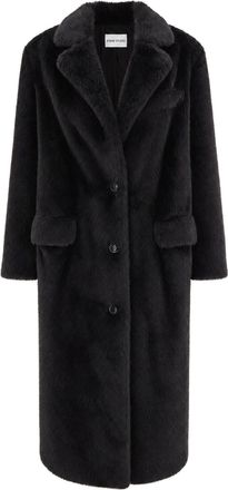 Stand Studio Black Emmie Long Faux Fur Coat