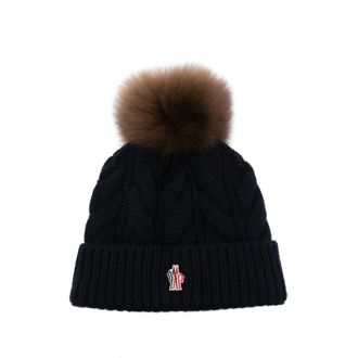 Moncler Cable-knit Pompom Beanie Hat