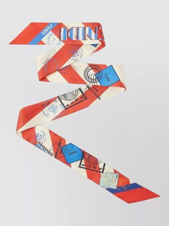 Fendi pequin postcard silk double sided wrap