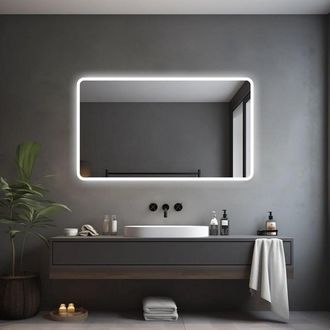 Saniclass Lumen Badkamerspiegel - 120x70cm - met afgeronde hoeken - horizontale / verticale plaatsing - indirecte LED verlichting - spiegelverwarming - Infraroo