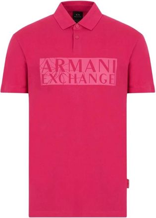 A|X Armani Exchange Klassiek Polo Shirt met Logo Print - Heren - Polos - Rood - XS - Katoen - Tops