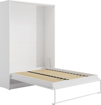 Vente-Unique Cama abatible 140 x 200 cm - Apertura vertical manual - Blanco - BEGANIO