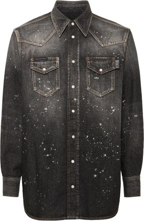 Philipp Plein Oversize Denim Shirt - Heren - Spijkeroverhemden - Grijs - M - Denim - Overhemden