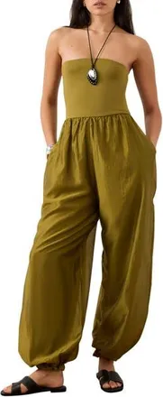 Mint Velvet Bandeau Balloon Jumpsuit in Green at Nordstrom, Size X-Large