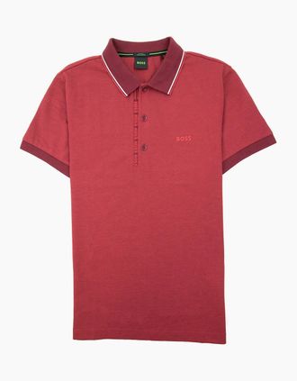 HUGO BOSS Mens Hugo Boss Paule 4 Slim Fit Branded Placket Polo Burgundy 654 - Red - Size: 44