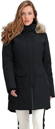 Obermeyer Sojourner Down Jacket Womens Coat Black II : 10, Fleece/Polyester/Faux Fur