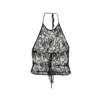 The Attico Top in pizzo con paillettes e scollo allamericana - - Tops - Donna - Nero - S