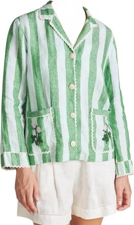 Trovata Dylan Shirt Jacket In Aloe Stripe