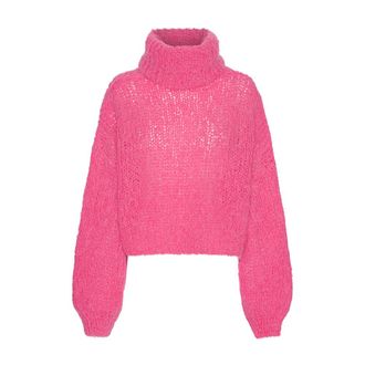 Americandreams Pepper Roll Neck Alpaca Pullover Cropped - Dames - Coltruien - Roze - ONE Size - Wol - Truien & Vesten