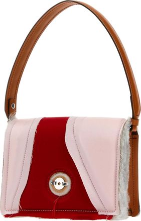 DENTRO Womens Multicolor Satin And Leather Mirim Handbag Redpink Borse A Mano Bag