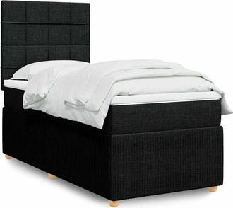 vidaXL Cama Box Spring Con Colch&oacute;n Tela Negro 80x200 Cm Vidaxl