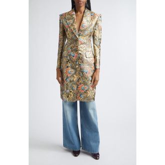 Etro Paisley Metallic Tailored Coat in Print On Beige Base at Nordstrom, Size 6 Us