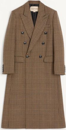Valentino Valentino Double-Breasted Wool Coat with Glen Plaid Pattern