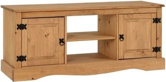 Seconique Seconique - Corona 2 Door 1 Shelf Flat Screen tv Unit - L40 x W120 x H51.5 cm - Distressed Waxed Pine