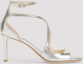 Jimmy Choo London Leather Glitter Azia 75 Sandals