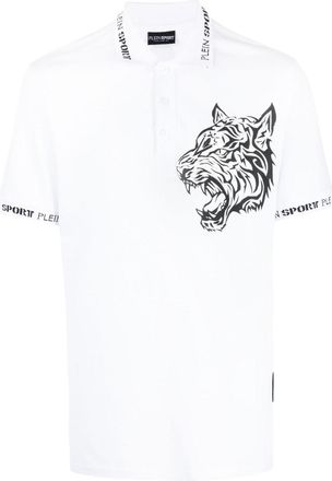 Plein Sport tiger-print polo shirt - men - Polyester - XXXL - White