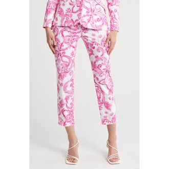 L'agence Ludivine Trouser Pants in White/Pink Mediterranean Tile at Nordstrom Rack, Size 0