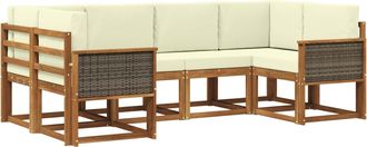 vidaXL Conjunto De Sof&aacute;s De Exterior 6 Uds. Natural Y Crema Vidaxl