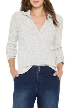 Nic+Zoe Long Sleeve Rib Polo in Reflection at Nordstrom Rack, Size Large