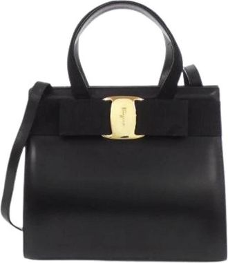 Ferragamo Pre-owned Handbags, female, Black, Size: ONE SIZE Pre-owned Calf Handbag