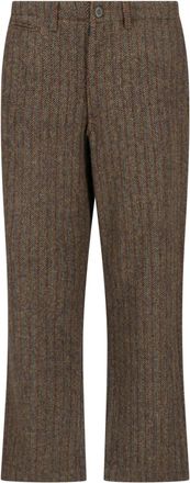 Roy Rogers Herringbone Patterned Brown Wool Blend Trousers