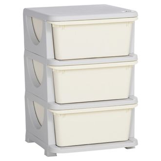 HOMCOM ZONEKIZ Kids Storage Units with Drawers 3 Tier Chest - White - HOMCOM | TJ Hughes