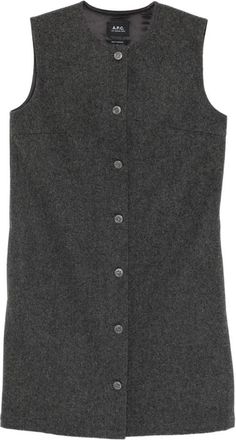 A.P.C. Jurk met knopen - Dames - Korte kleedjes - Grijs - XS - Wol - Kleedjes