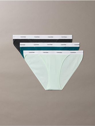 Calvin Klein Womens Cotton Stretch Rib 3-Pack String Bikini - Multi - XL