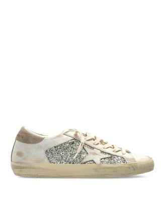 Golden Goose SUPER-STAR SNEAKERS WITH GLITTER DETAILS - Golden Goose Deluxe Brand - Woman