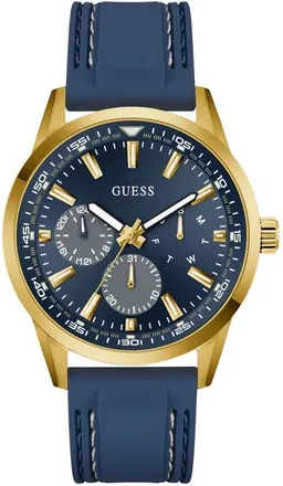 Guess Peak Multifunction Silicone Strap Watch, 44mm in Blue at Nordstrom