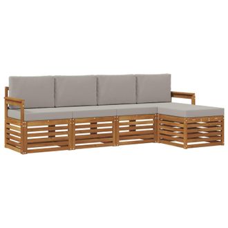 vidaXL Conjunto De Sof&aacute;s De Exterior 5 Pcs Gris Natural Y Claro Vidaxl