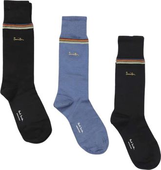 Paul Smith 3-Pack Geborduurde Logo Sokken - Heren - Sport - Veelkleurig - Maat: ONE Size Katoen