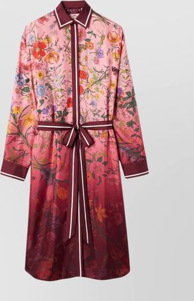 Gucci gradient flora print silk shirt dress