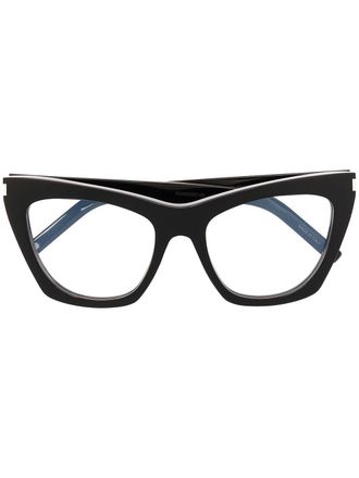 Saint Laurent Eyewear cat-eye frame glasses - women - Acetate - 55 - Black