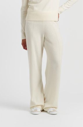 Chinti and Parker Wool Cashmere Wide Leg Track Pants in Cream at Nordstrom, Size Large