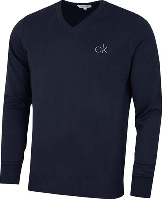 Calvin Klein Mens V-Neck Sweater - Navy - XXXXL