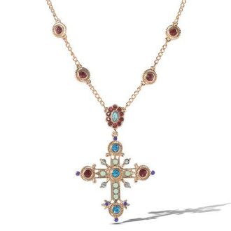 Jessica Simpson Crystal Gold-Tone Cross Pendant Necklace at Nordstrom